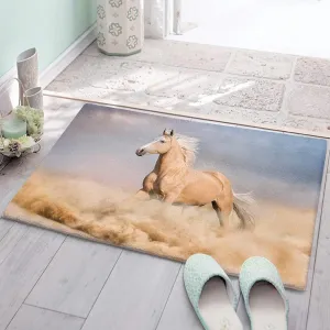 Bathroom Rugs Horse Running on The Desert Indoor Doormat Bath Rugs Non Slip, Washable Cover Floor Rug Absorbent Carpets Floor Mat Home Decor for Kitchen 24"X 36"