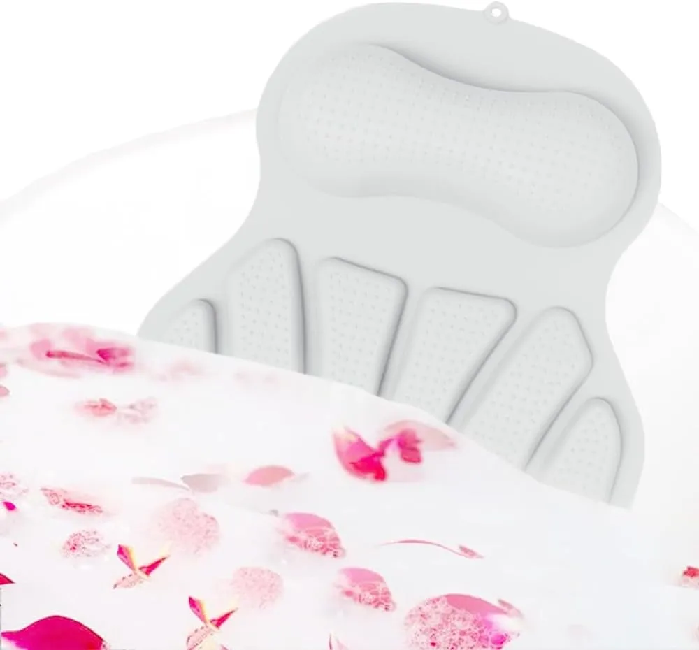 Bathtub Pillow Silicone Bath Pillow for Tub, Slip Proof Bathtub Pillow for Head and Neck Support, Quick Drying, Dirt Resistant Pillow Relaxing Bath Accessories Spa Gifts