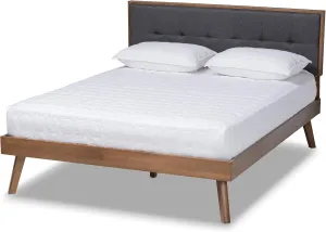 Baxton Studio Beds (Platform), Queen, Dark Grey/Walnut