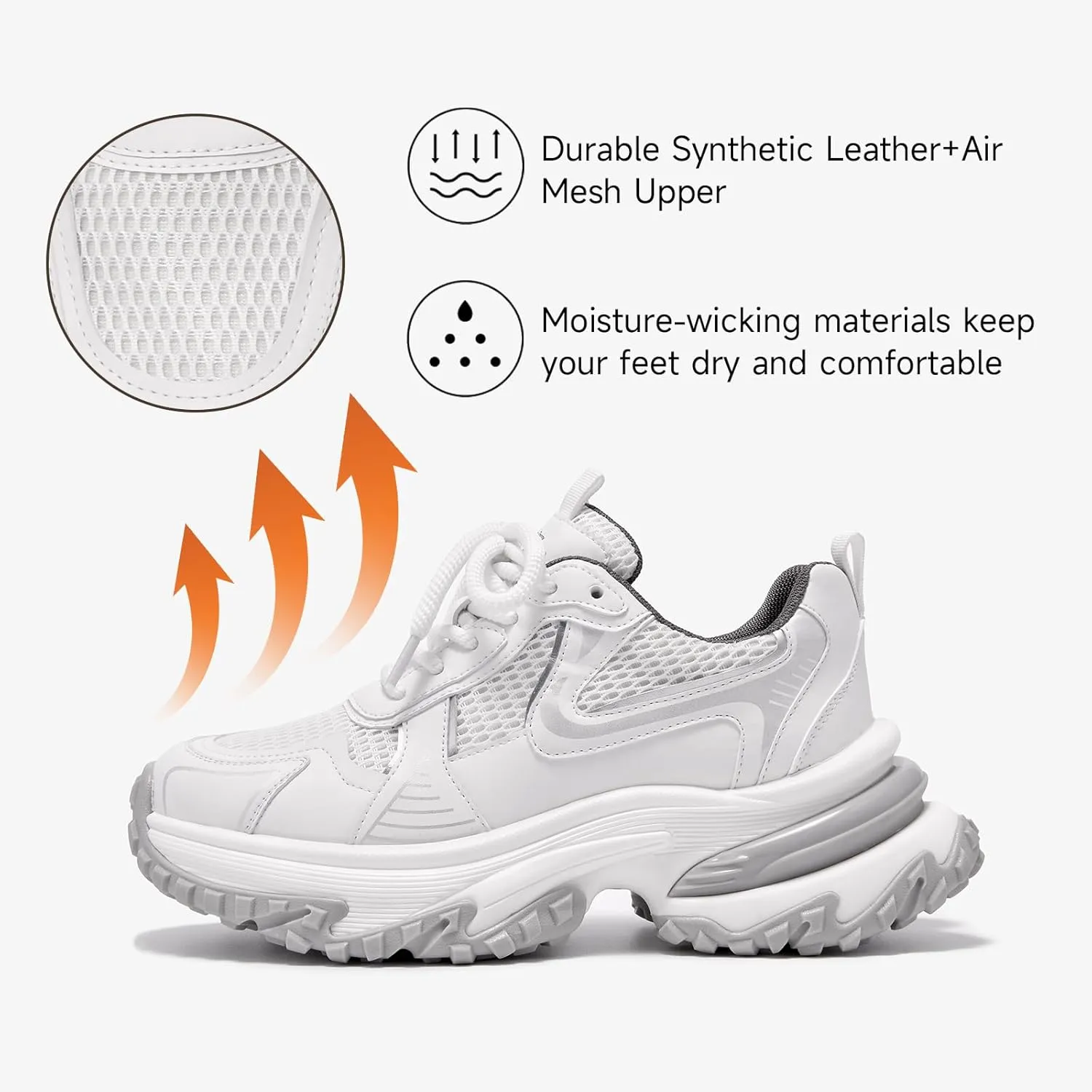 BEAU TODAY Chunky Sneakers for Women,Fashion Platform Walking Sneakers,Comfortable Arch Support Tennis Dad Shoes