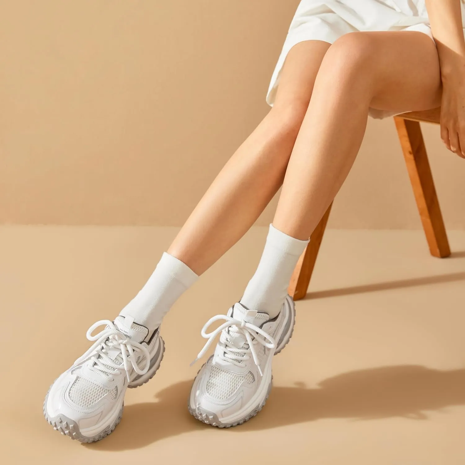 BEAU TODAY Chunky Sneakers for Women,Fashion Platform Walking Sneakers,Comfortable Arch Support Tennis Dad Shoes