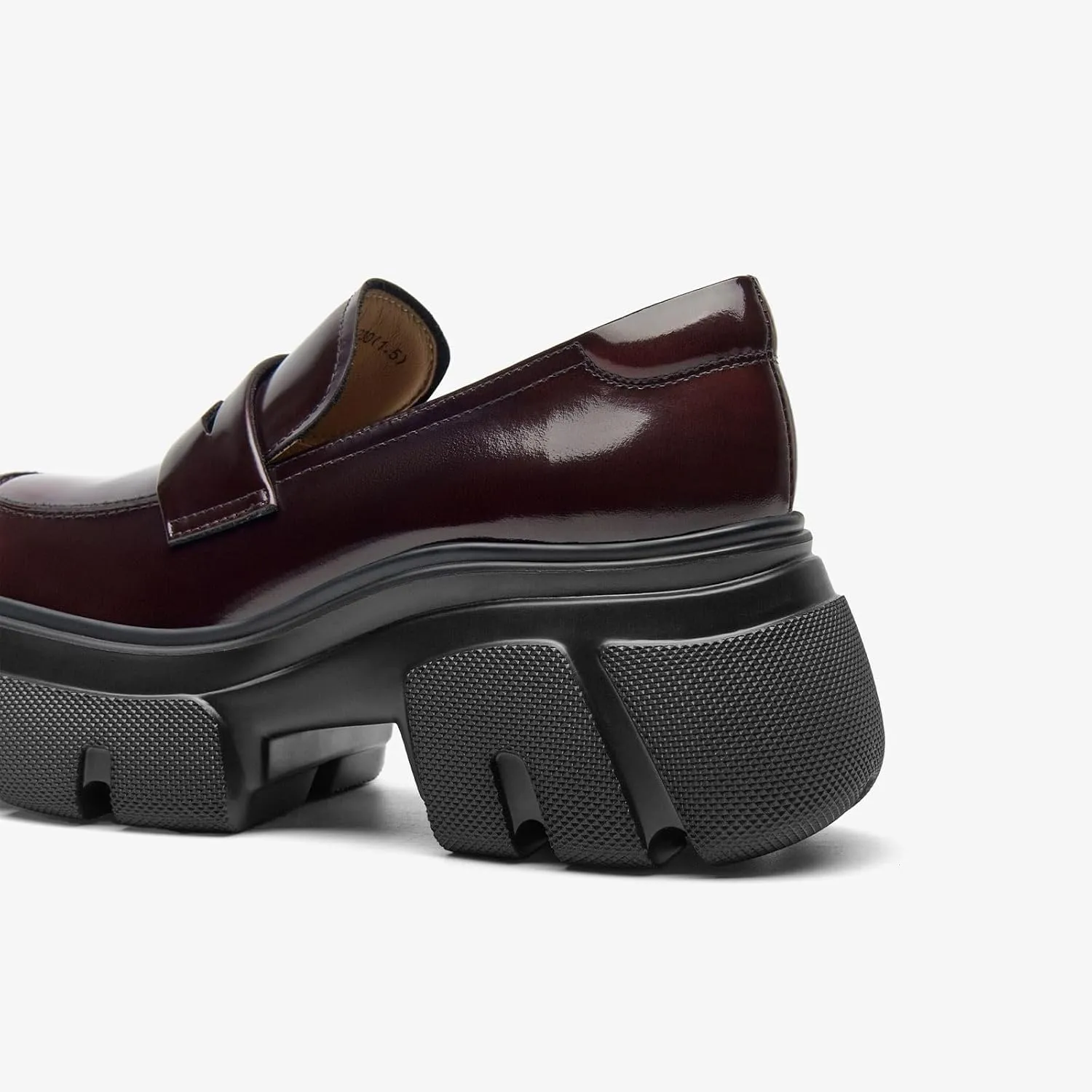 BEAU TODAY Womens Fashion Platform Loafers, Comfort Slip-on Leather Loafers with Chunky Heel, Round Toe Business Work Shoes