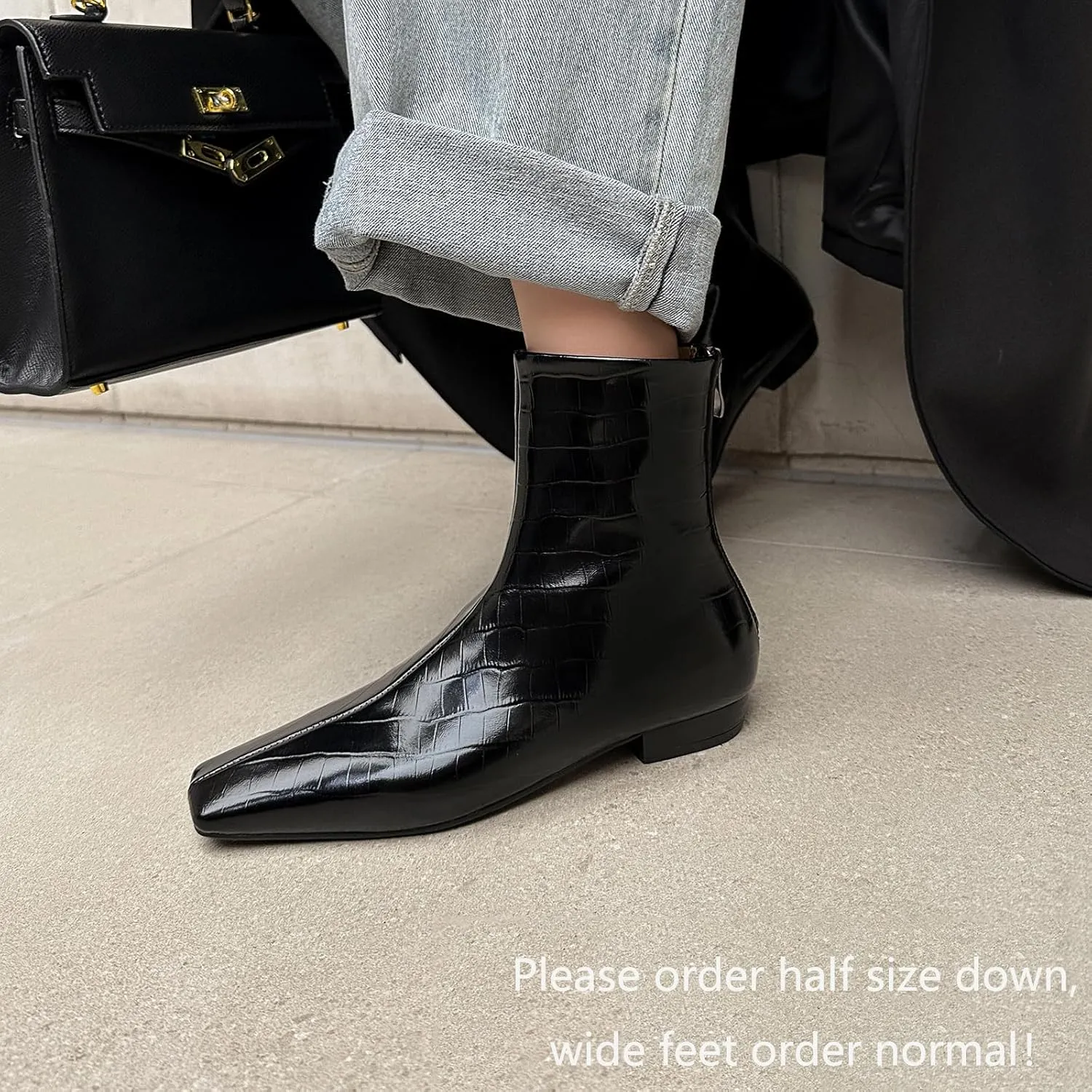 Beauty Cry Women's Booties Low Heel Square Toe Ankle Boots