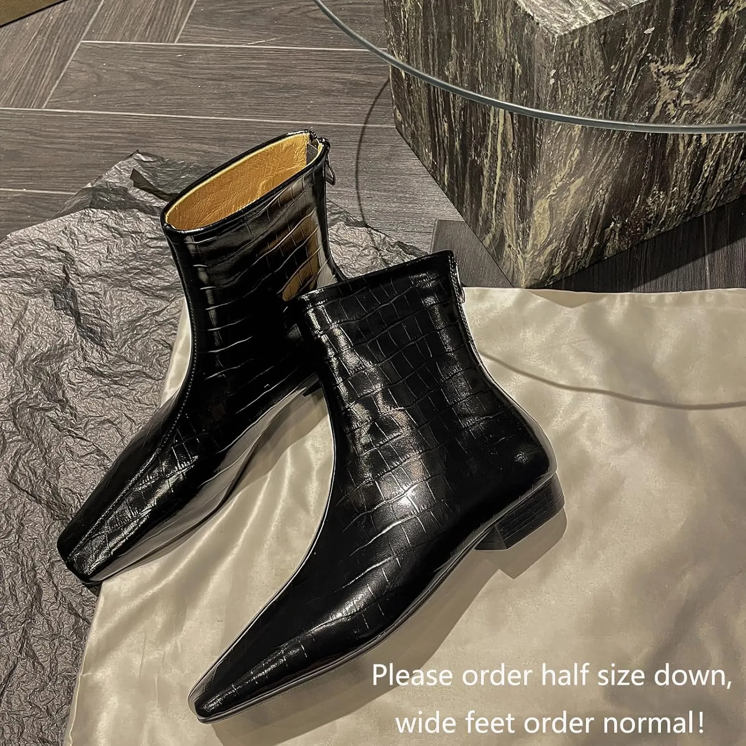 Beauty Cry Women's Booties Low Heel Square Toe Ankle Boots