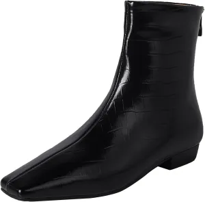 Beauty Cry Women's Booties Low Heel Square Toe Ankle Boots