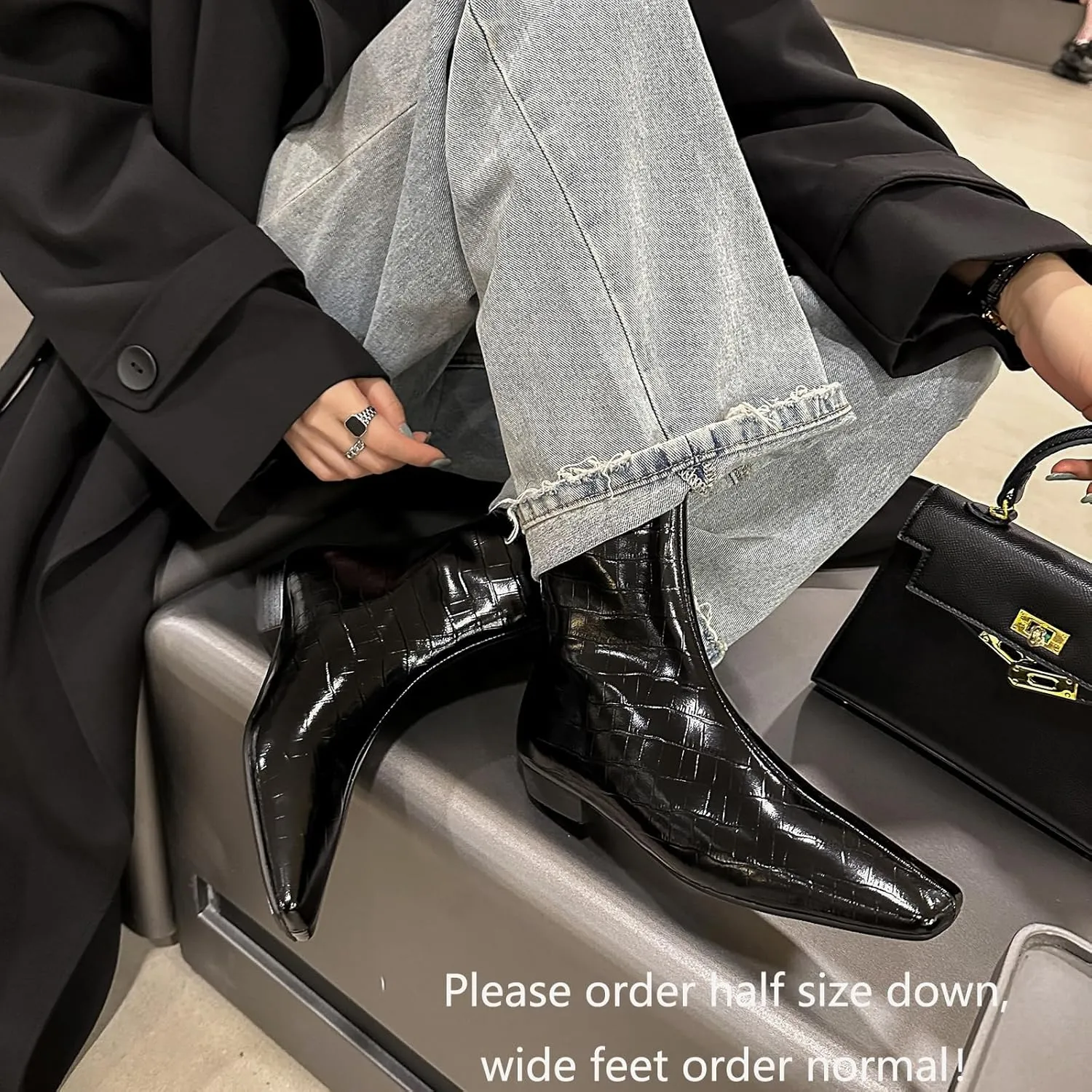 Beauty Cry Women's Booties Low Heel Square Toe Ankle Boots