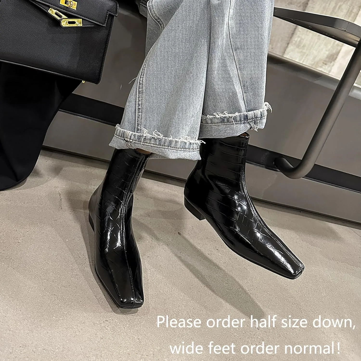 Beauty Cry Women's Booties Low Heel Square Toe Ankle Boots