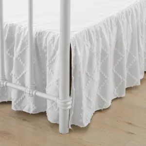 Bed Skirt Queen Size，Ruffled White Bed Skirt with Split Corners，Queen Bed Skirt 16 Inch Drop, Boho Tufted Shabby Chic Queen Size Bed Skirt, Bed Skirt Queen Size