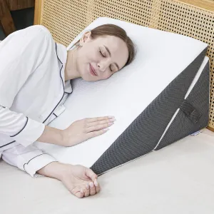 Bed Wedge Pillow for Sleeping Adjustable 9 &12 Inch Foldable Bed Wedge Pillow, Memory Foam Triangle Pillow Wedge System for Legs and Back Support Pillow