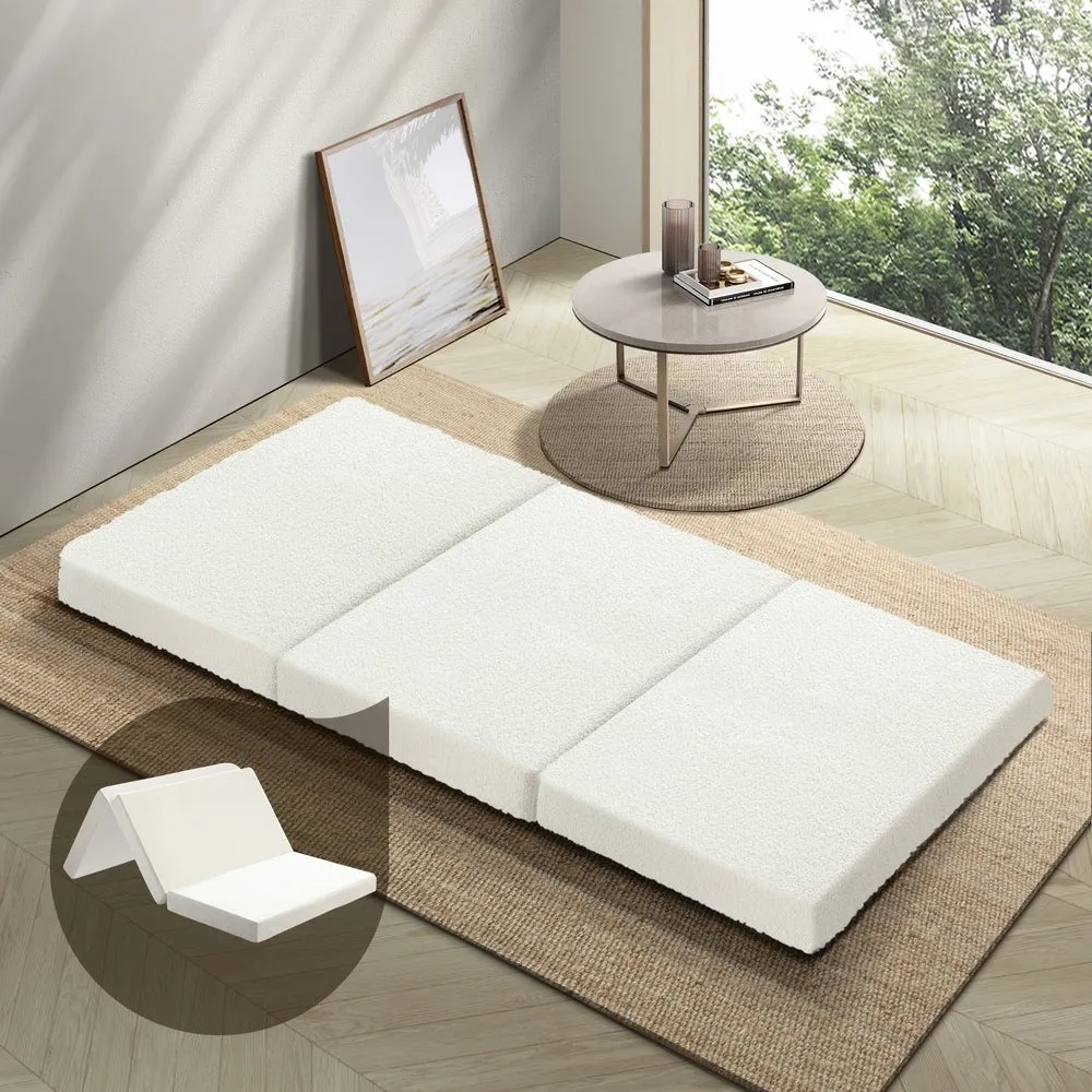 Bedra Folding Foam Mattress Sherpa Fleece Portable 3-fold Double