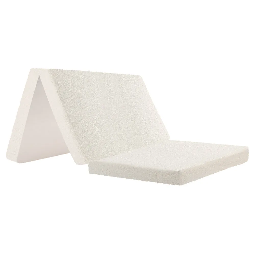 Bedra Folding Foam Mattress Sherpa Fleece Portable 3-fold Double