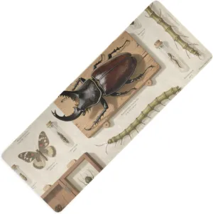 Beige Vintage Insect Specimens printed yoga mat non toxic Thick 1 mm for exercise non slip, with yoga mat bag tapete para ejercicio 71x26 inches
