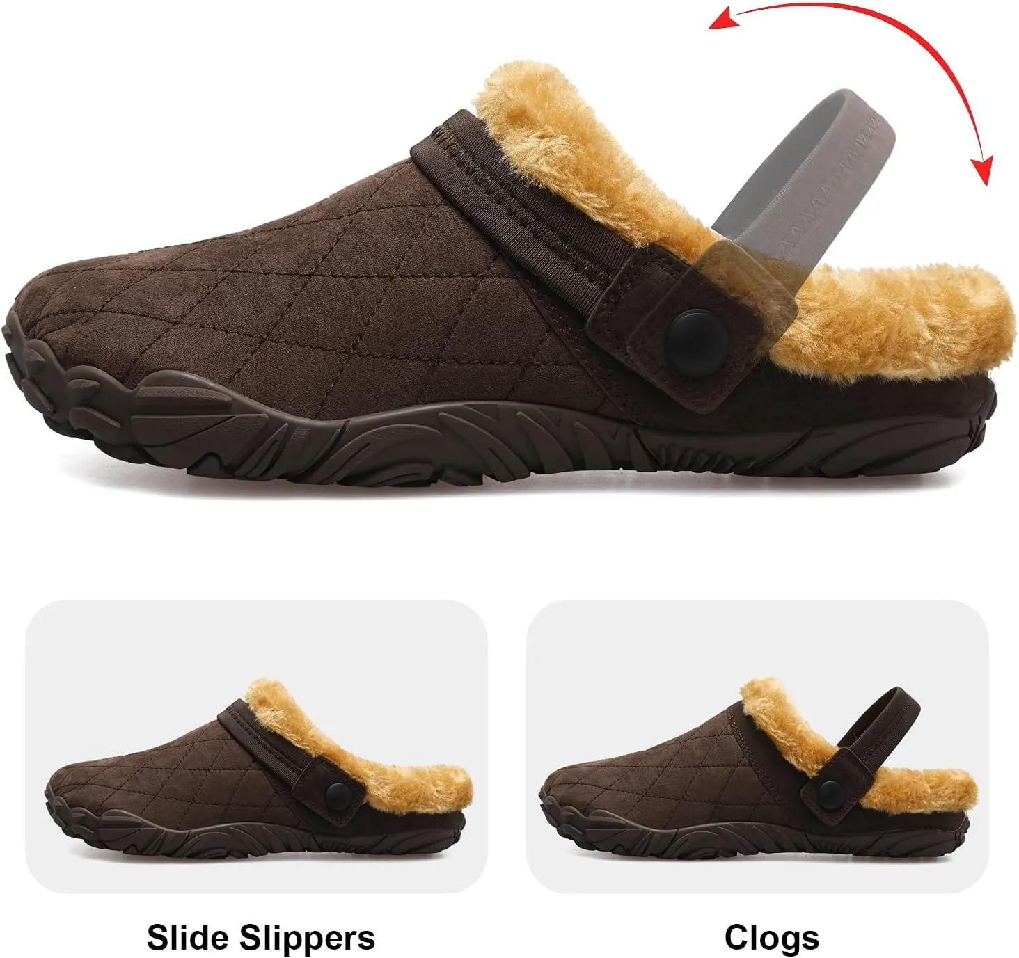 Besroad Womens Mens Furry Slides House Slippers Fuzzy Fluffy Bedroom Cozy Memory Foam Slippers Clogs