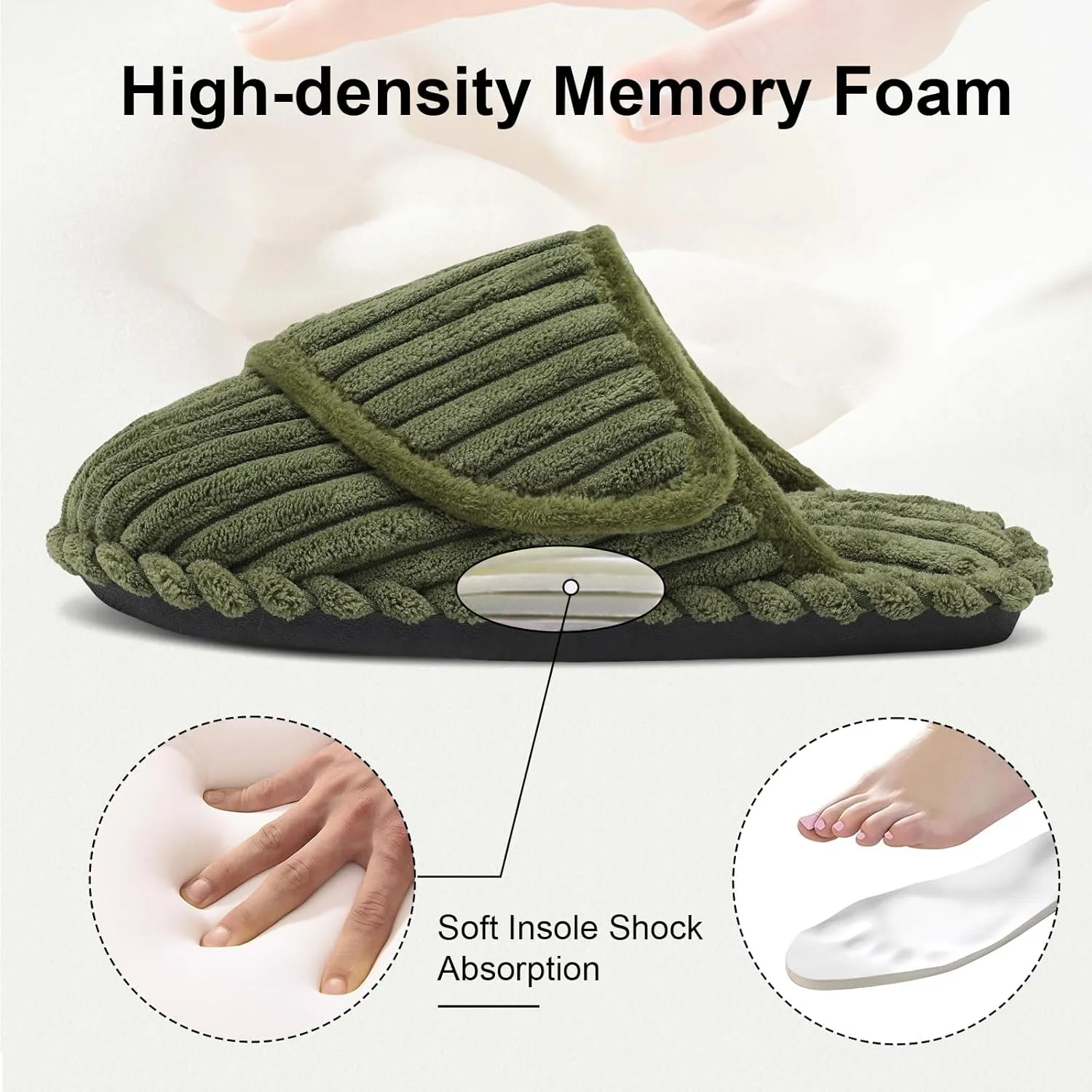 Besroad Womens Slippers Wide Diabetic Shoes Adjustable House Slippers Memory Foam Bedroom Shoes Arthritis Edema Indoor Outdoor