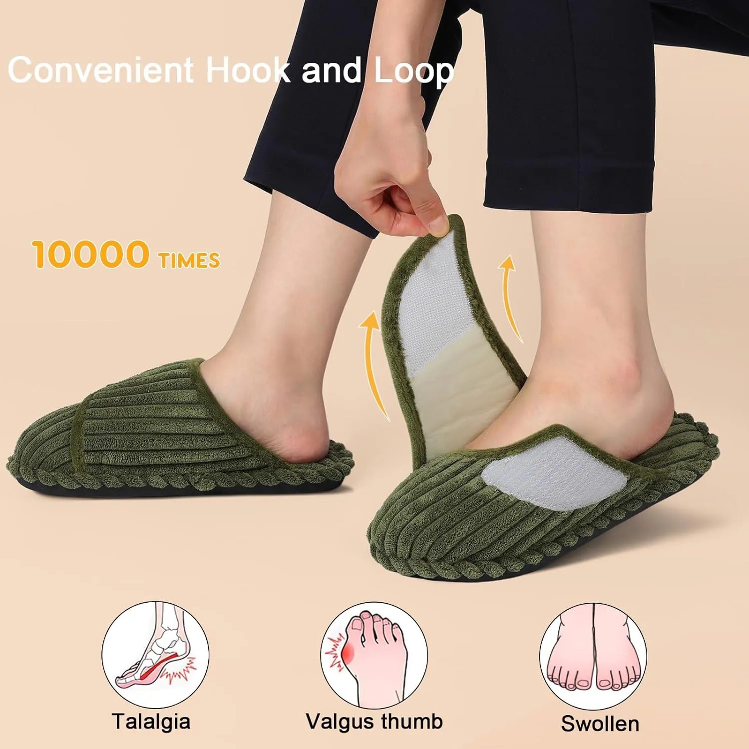 Besroad Womens Slippers Wide Diabetic Shoes Adjustable House Slippers Memory Foam Bedroom Shoes Arthritis Edema Indoor Outdoor