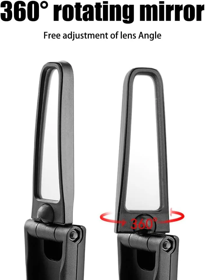 Bike Mirror, Foldable Cycle Rear View Mirror 360° Rotating Adjustable End Bike Mirror For Mountain Road Bike