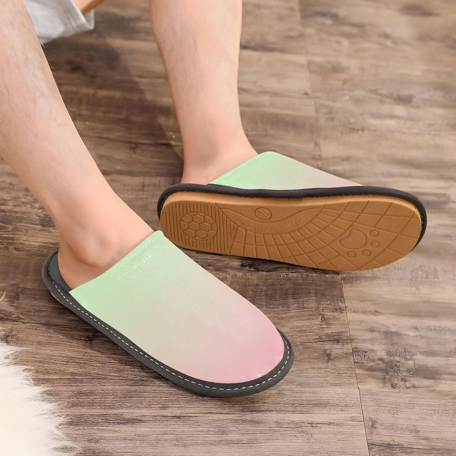 Black Red House Slippers for Women Men Non-Slip Slip On Slippers