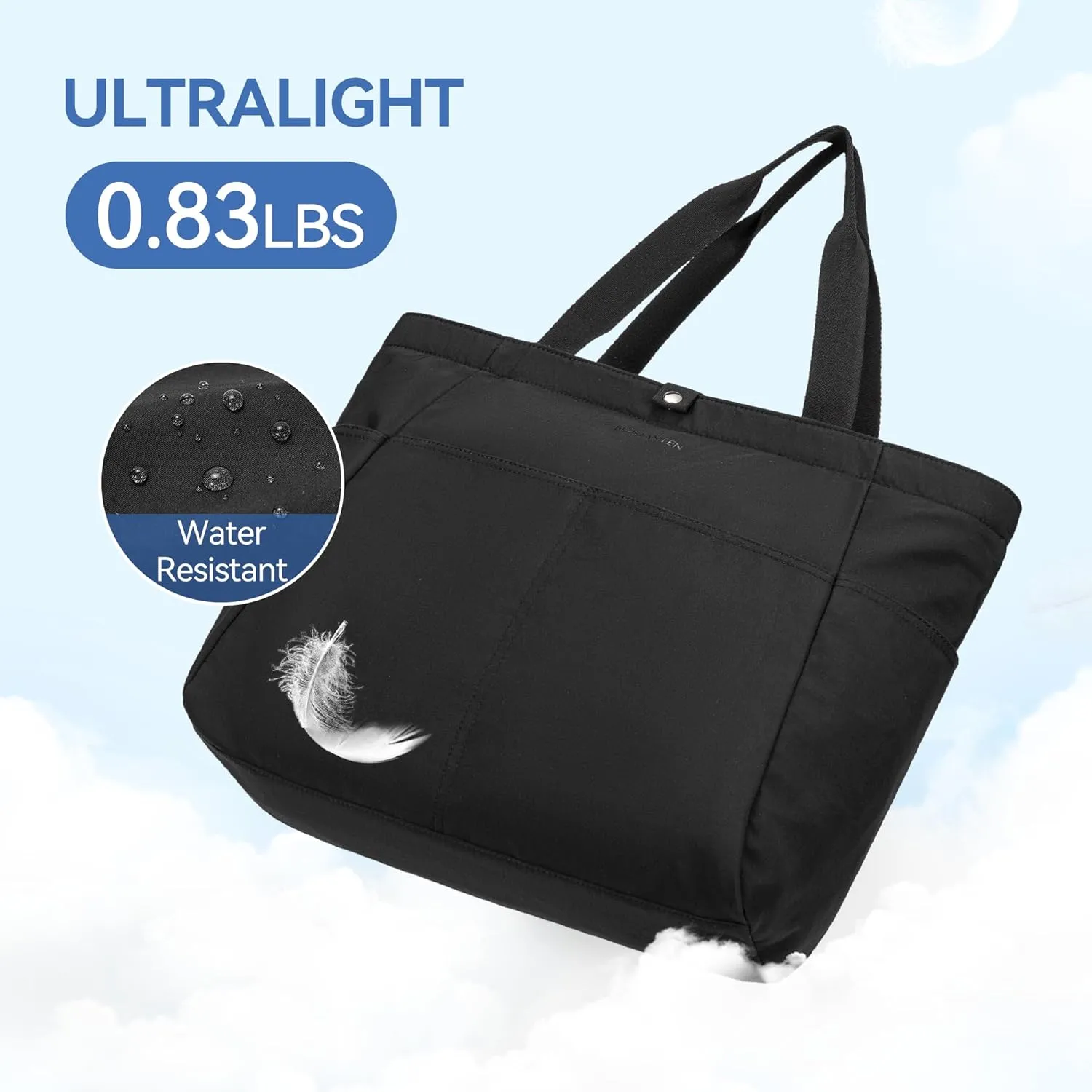 BOSTANTEN Travel Tote Bags for Women Foldable Beach Bag Waterproof Zipper Gym Sports Shopping Bag Trolley Sleeve