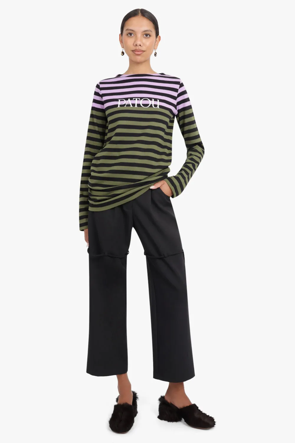BRETON STRIPE ORGANIC COTTON TOP | KHAKI