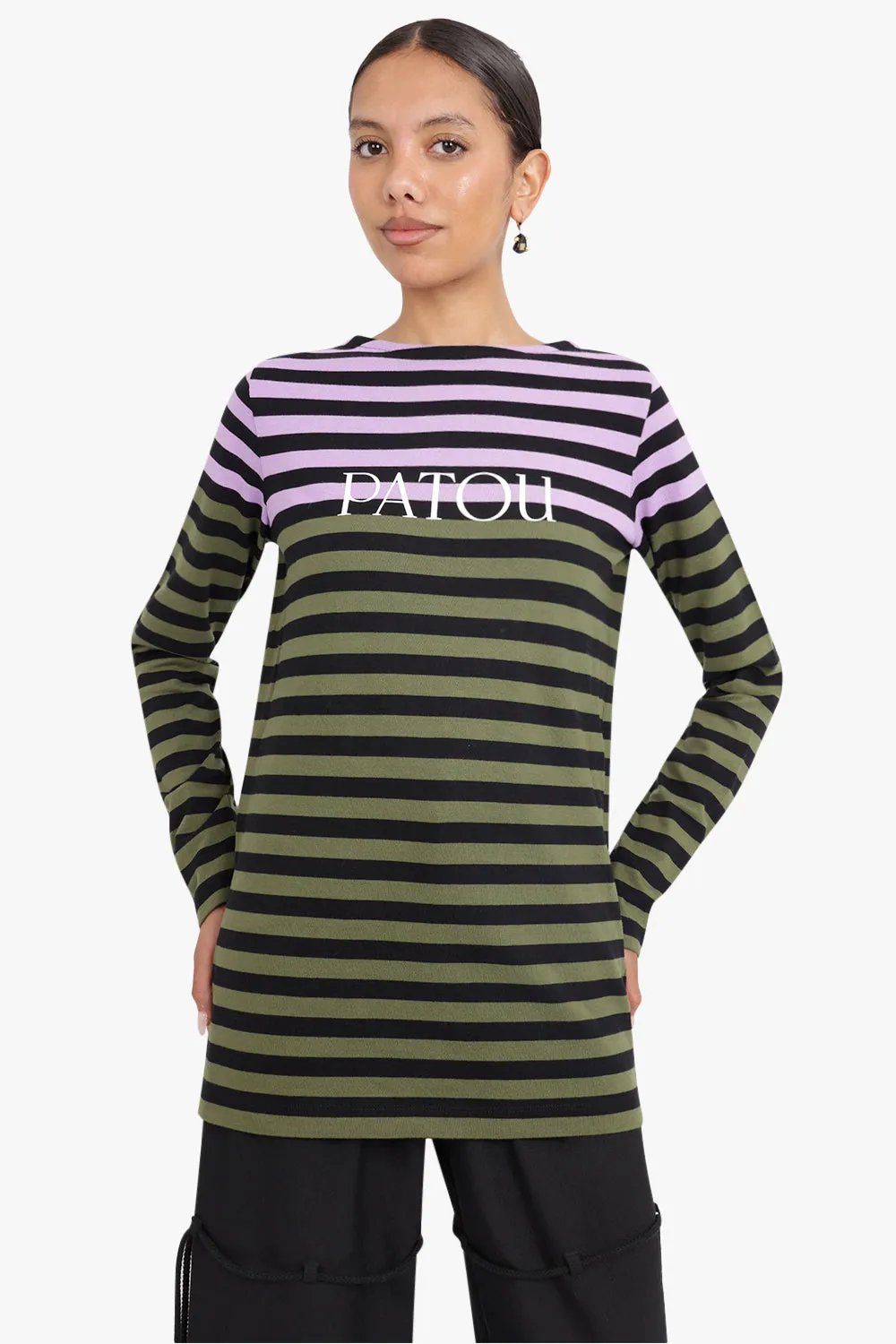 BRETON STRIPE ORGANIC COTTON TOP | KHAKI