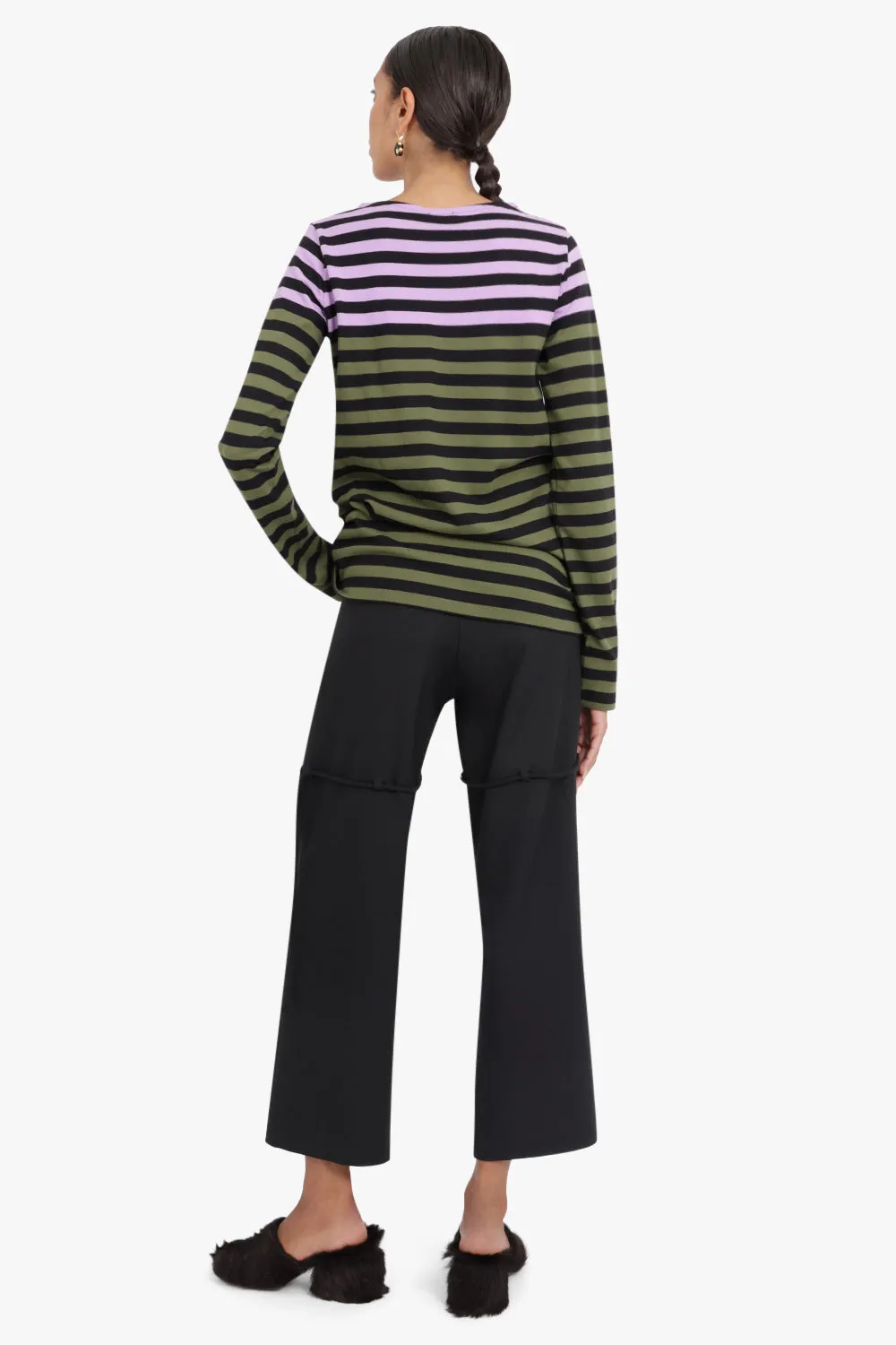 BRETON STRIPE ORGANIC COTTON TOP | KHAKI