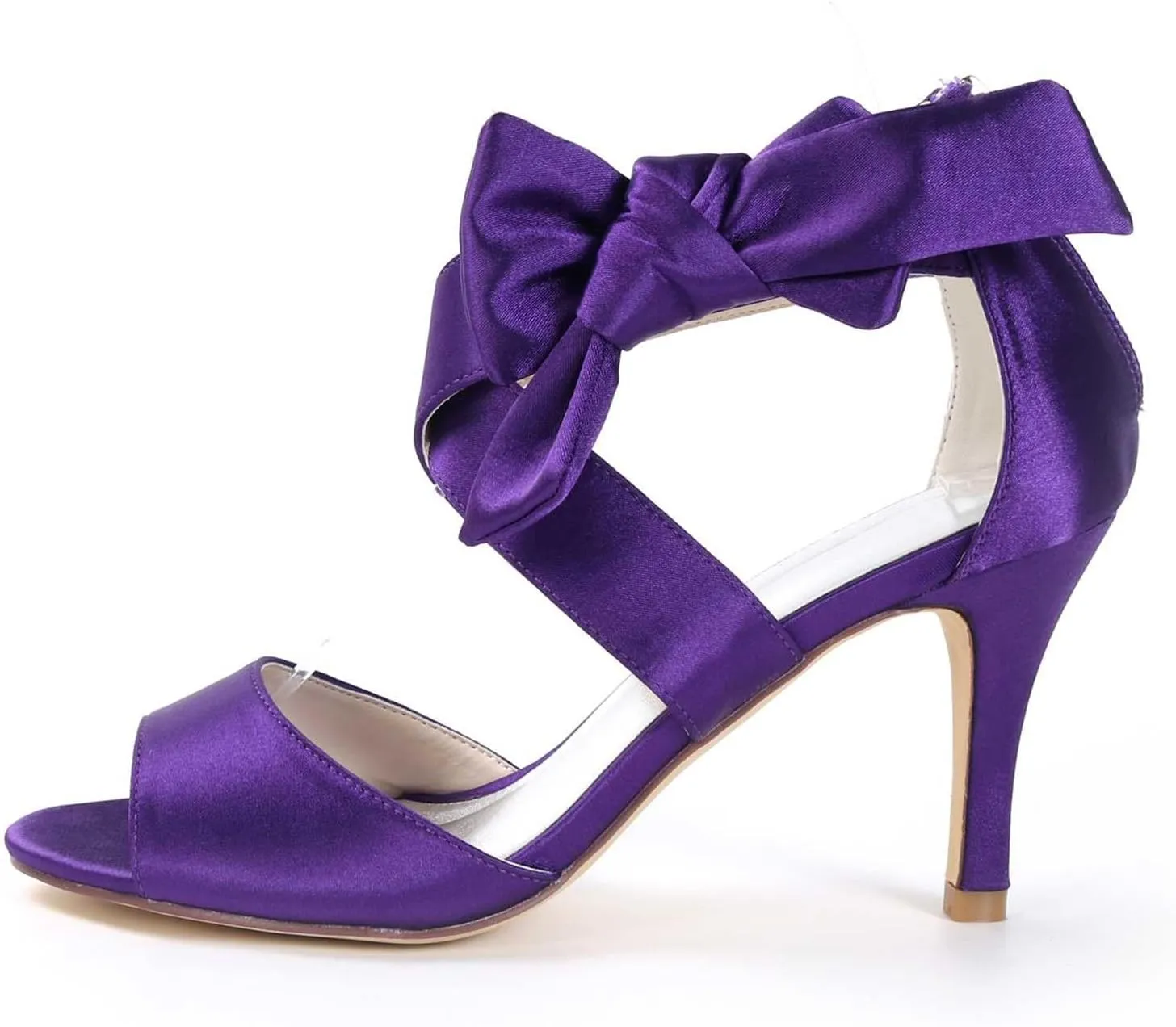 Bride's Elegant Wedding Heels - Peep Toe Mary Jane Satin Low Kitten Heel Pumps with Rhinestones & Zipper for Evening, Party, & Prom