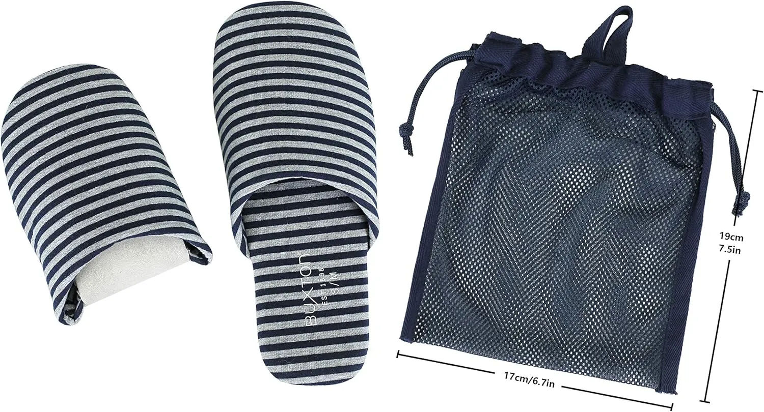 BUXTON Cozy Lightweight and Memory foam Indoor Slippers for Womens and Mens(unisex), Foldable Slippers with Mesh bag-For Home,Travel,Spa and Hotel