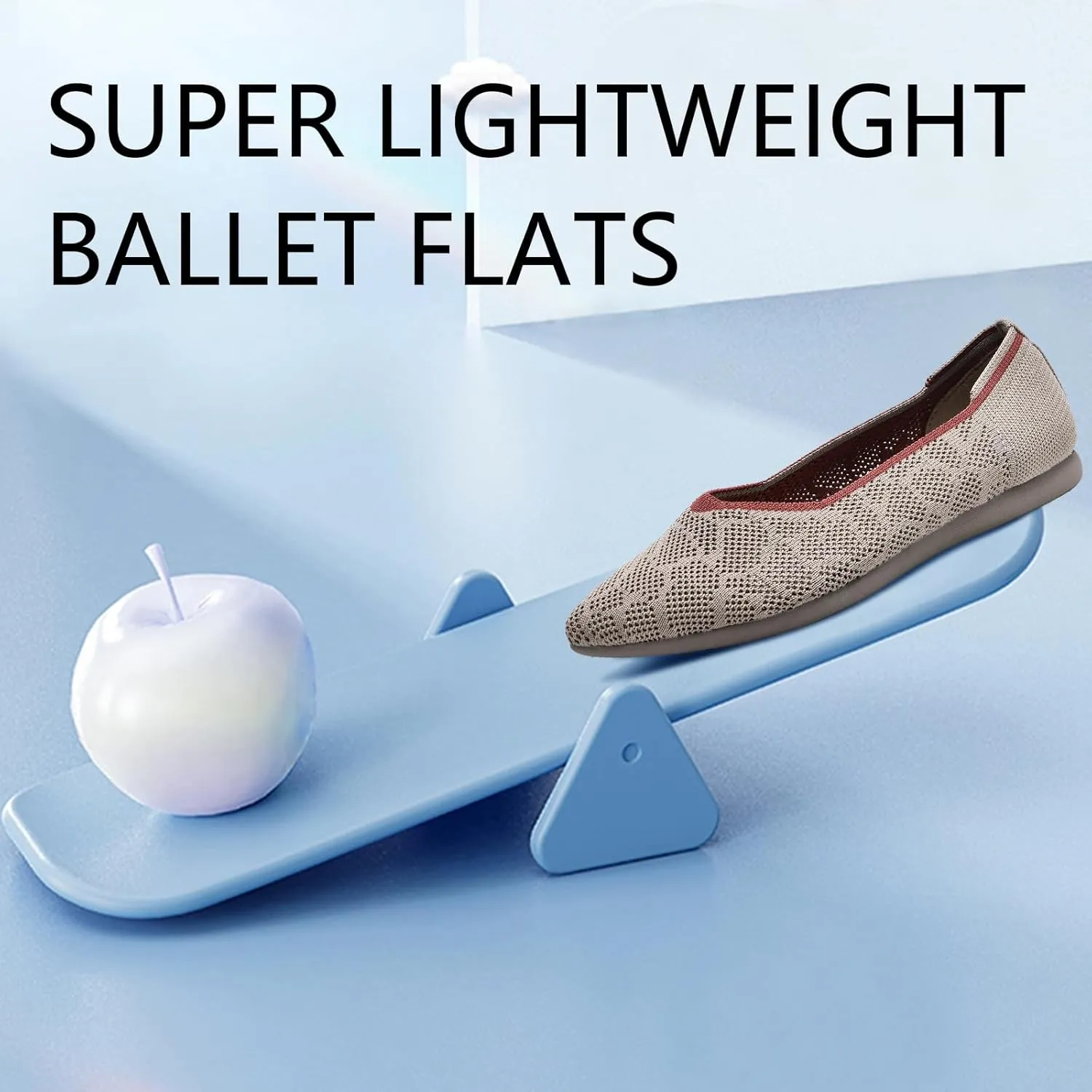 Buyrew Women's Flats Pointed Toe Ballet Shoes Knit Dress Shoes Low Wedge Slip On Arch Support Walking Office Business Flats