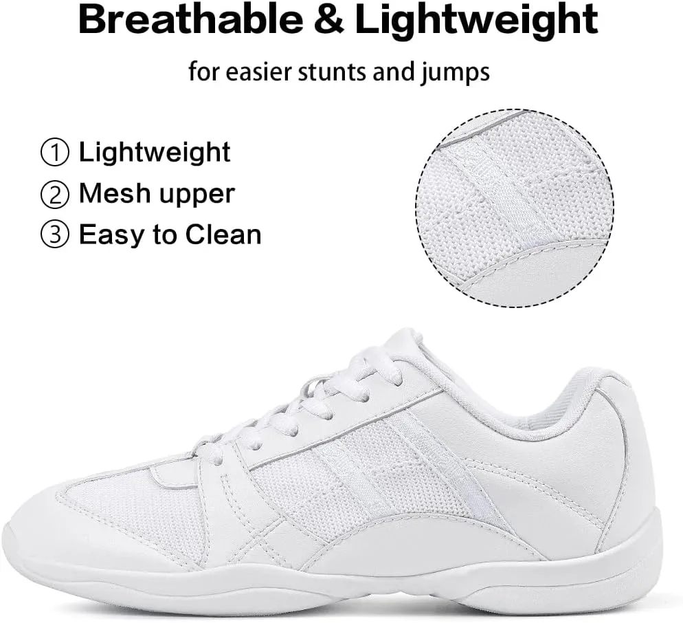 CADIDL Cheer Shoes for Women White Cheerleading Athletic Dance Shoes Girls Flats Tennis Walking Sneakers