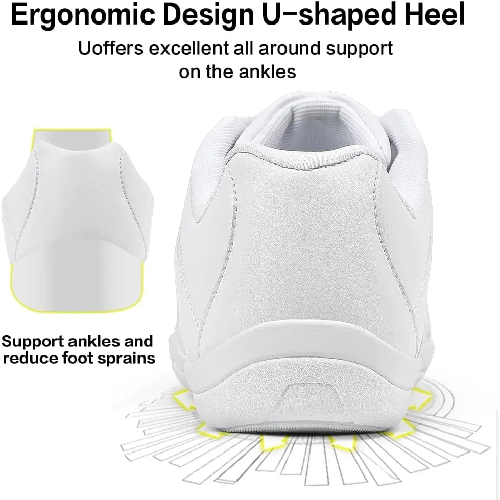 CADIDL Cheer Shoes for Women White Cheerleading Athletic Dance Shoes Girls Flats Tennis Walking Sneakers