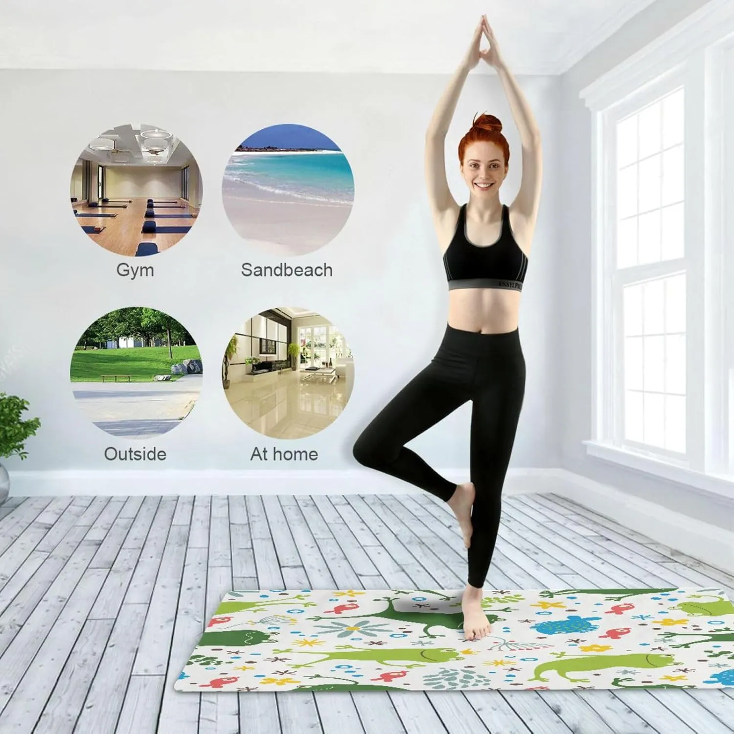 Caikeny Yoga Mat Bright Sport Cars Fitness Exercise Mat Red Foldable Carrying Workout Mat for Yoga Pilates Floor Exercises 70.8x26 In