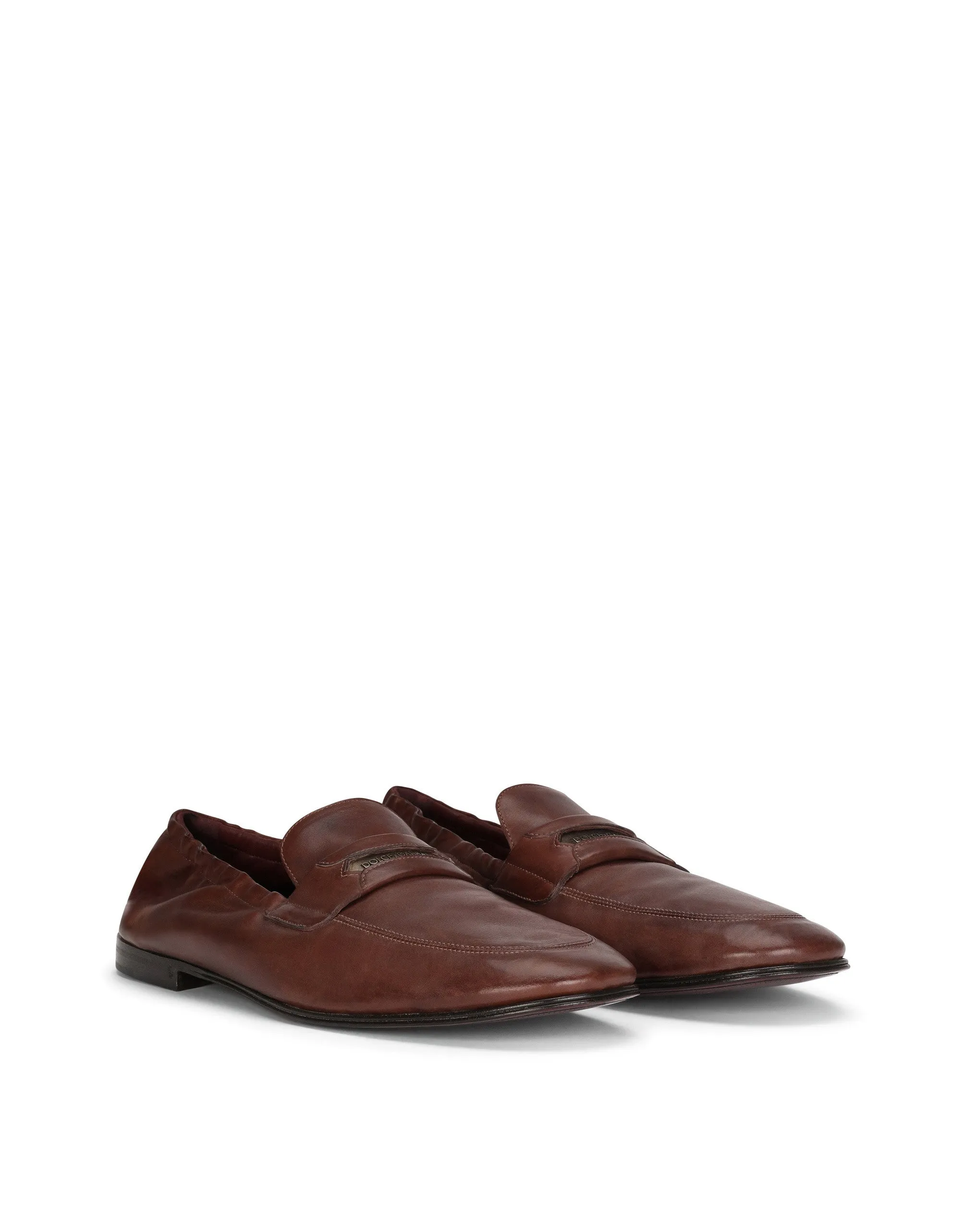Calfskin loafers with branded tag
