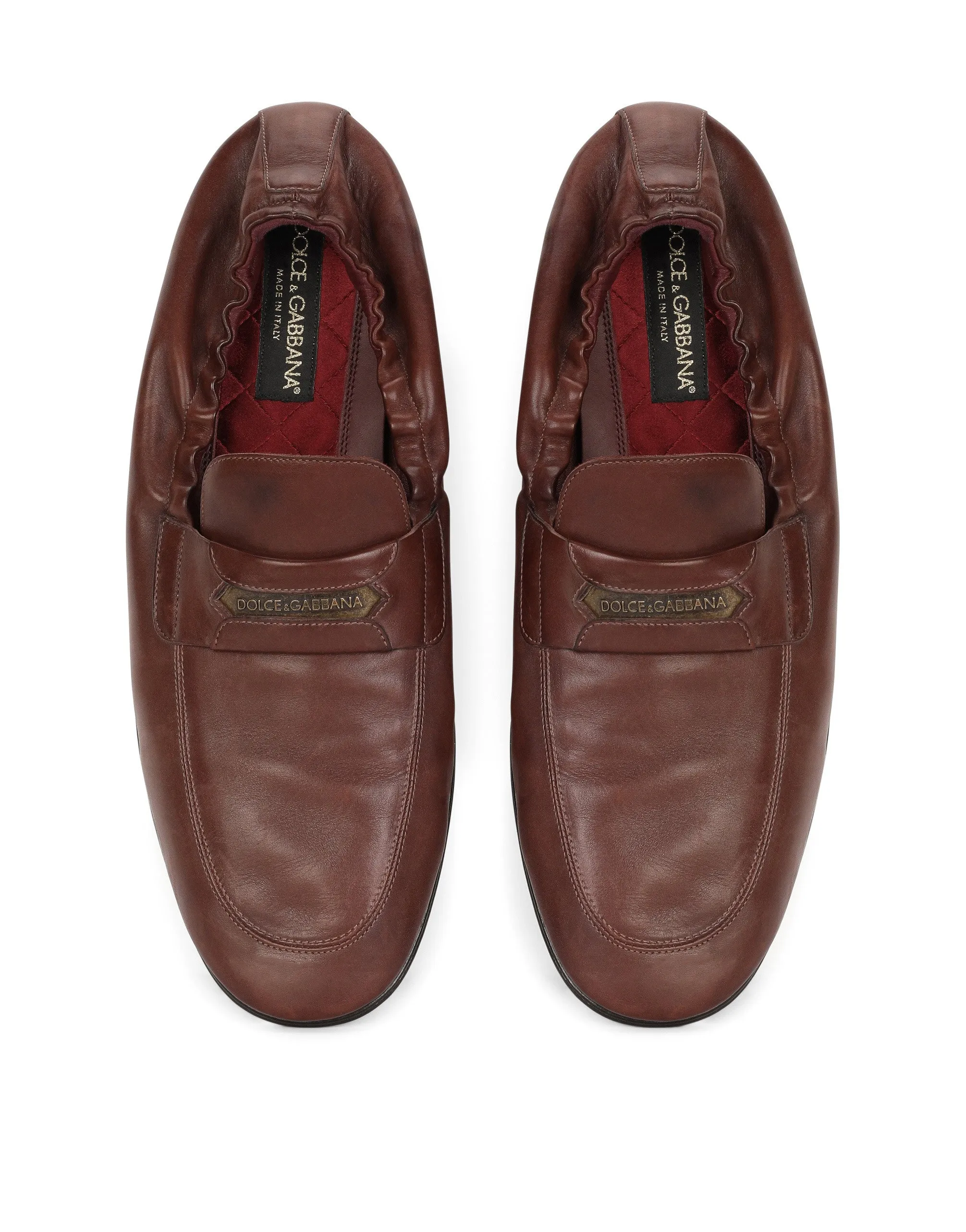 Calfskin loafers with branded tag