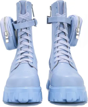 Cape Robbin Monalisa Pink Pastel Chic Chunky Platform Lace Up Pouch Combat Boots