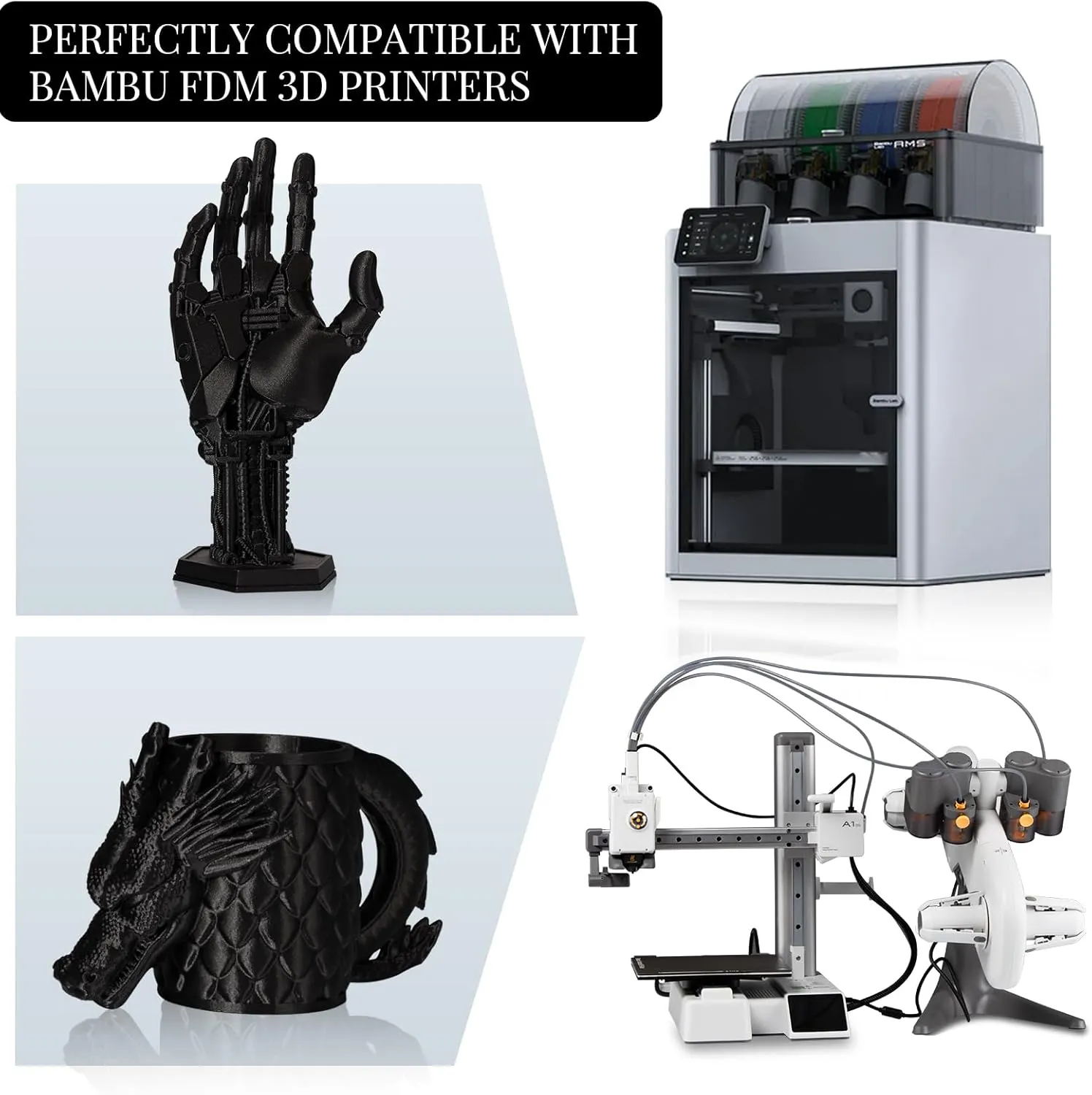 Carbon Fiber PETG Filament 1.75 mm, TINMORRY PETG CF 3D Printer Filament, Compatible with Bambu LAB, Creality K1C, QIDI MAX3, FLASHFORGE Adventurer 5M, Prusa MK4 FDM 3D Printer, 3 KG 1 Spool, Black