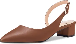 Castamere Women Chunky Block Low Kitten Heel Pointed Toe Slingback Pumps Classic Cute Party Office 1.4 Inches Heels