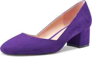 Castamere Women Low Chunky Block Heel Close Square Toe Slip-on Dress Pumps Classic Cute Wedding 2.0 Inches Heels