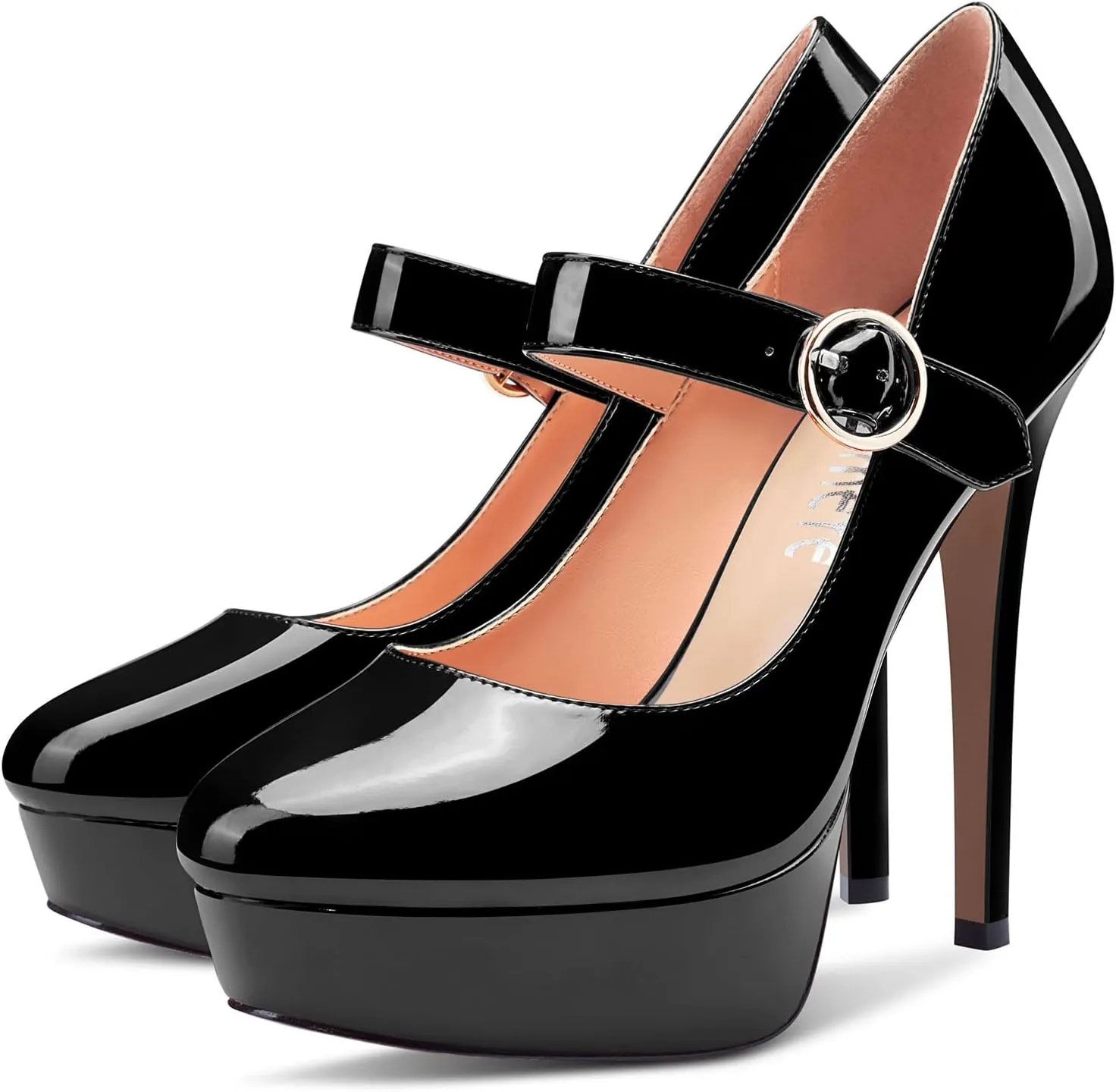 Castamere Women Stiletto High Platform Heel Round Toe Mary Jane Pumps Slip-on Classic Cute Dress 5.1 Inches Heels