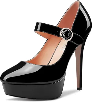 Castamere Women Stiletto High Platform Heel Round Toe Mary Jane Pumps Slip-on Classic Cute Dress 5.1 Inches Heels
