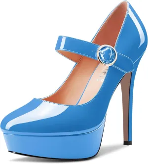 Castamere Women Stiletto High Platform Heel Round Toe Mary Jane Pumps Slip-on Classic Cute Dress 5.1 Inches Heels