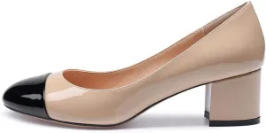 Castamere Womens Chunky Block Heels Round-Toe Slip-on Mid-Heel Basic Pumps 5CM Heels