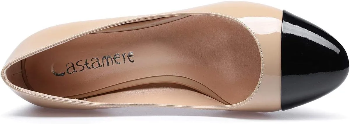 Castamere Womens Chunky Block Heels Round-Toe Slip-on Mid-Heel Basic Pumps 5CM Heels