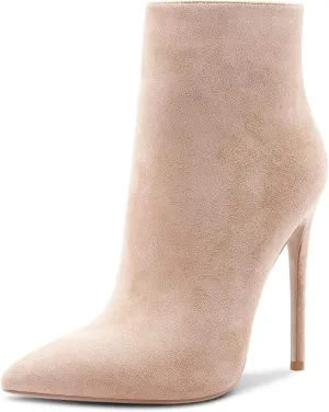 Castamere Womens High Heel Ankle Boots Pointed Toe Slip-on Stiletto Boot with Zipper 12CM Heels