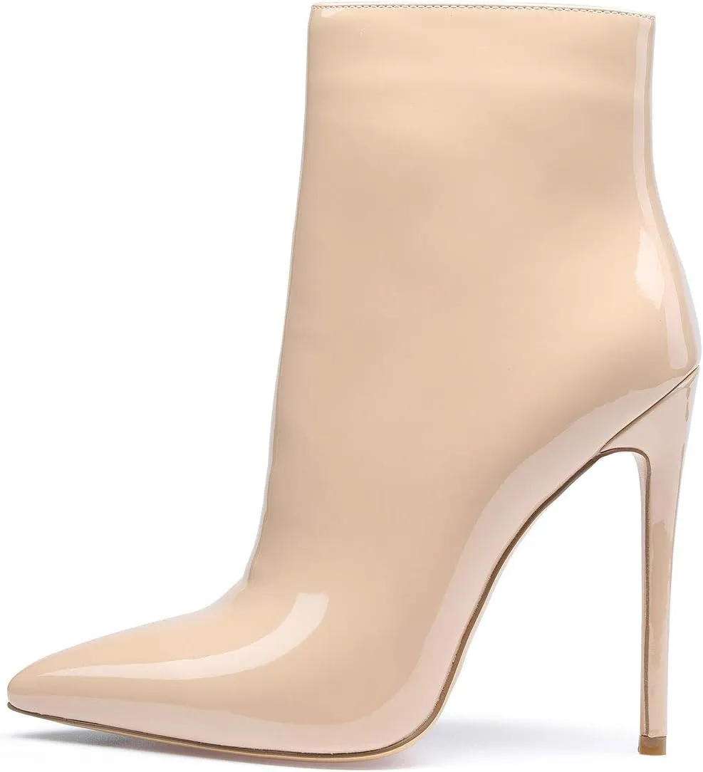 Castamere Womens High Heel Ankle Boots Pointed Toe Slip-on Stiletto Boot with Zipper 12CM Heels