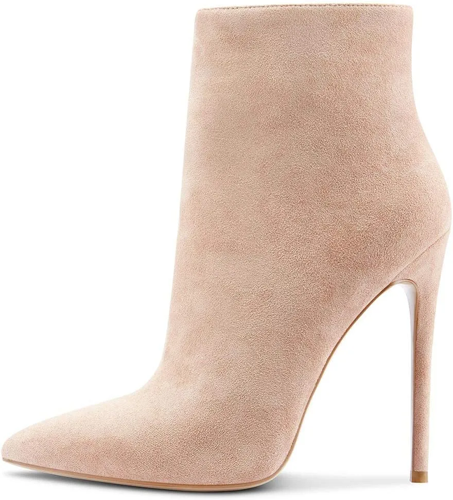 Castamere Womens High Heel Ankle Boots Pointed Toe Slip-on Stiletto Boot with Zipper 12CM Heels