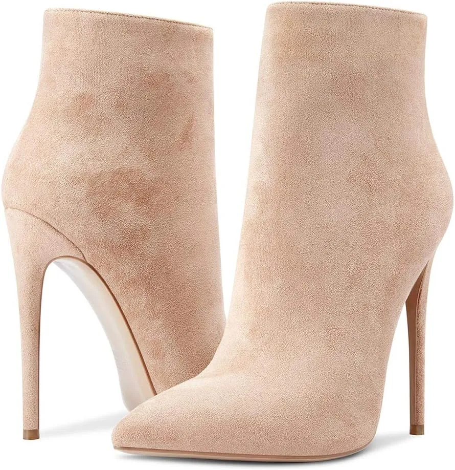 Castamere Womens High Heel Ankle Boots Pointed Toe Slip-on Stiletto Boot with Zipper 12CM Heels