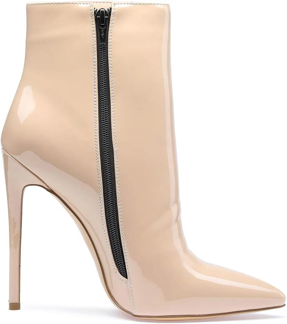Castamere Womens High Heel Ankle Boots Pointed Toe Slip-on Stiletto Boot with Zipper 12CM Heels