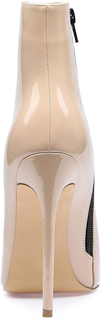 Castamere Womens High Heel Ankle Boots Pointed Toe Slip-on Stiletto Boot with Zipper 12CM Heels
