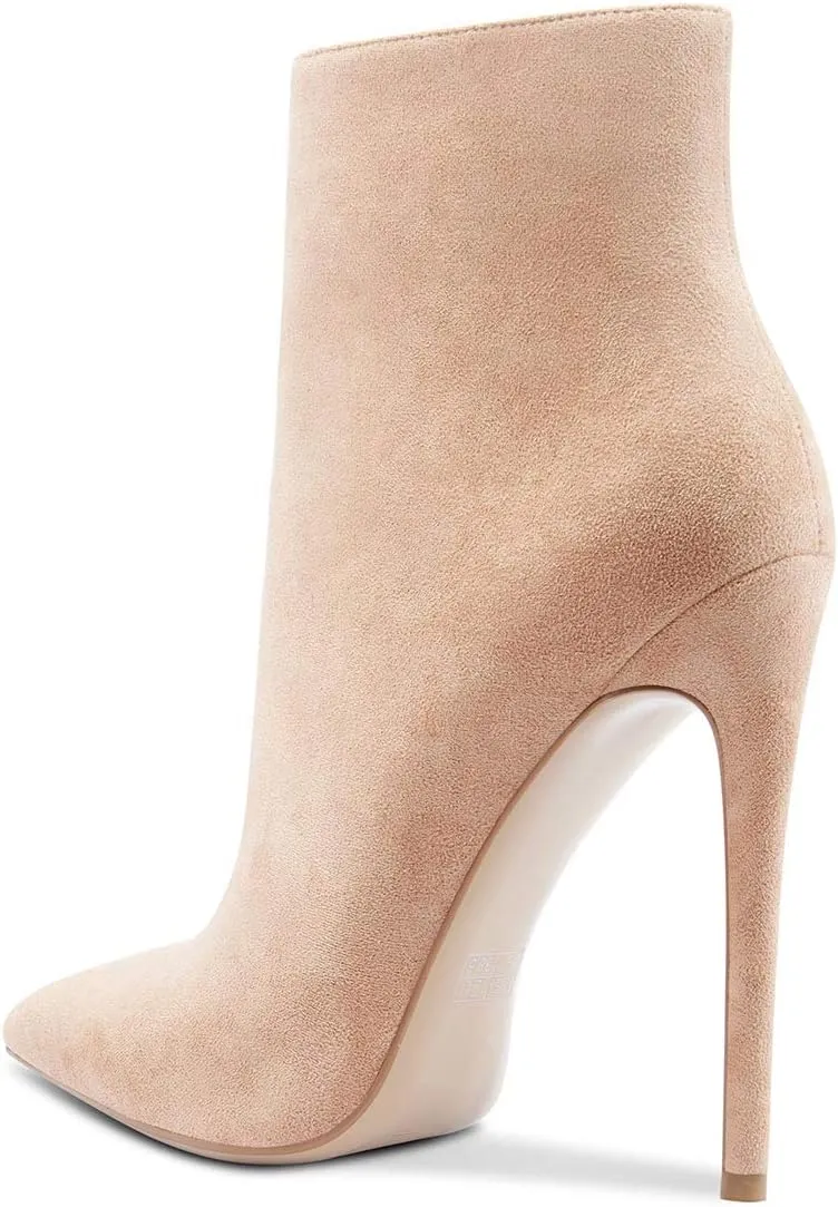 Castamere Womens High Heel Ankle Boots Pointed Toe Slip-on Stiletto Boot with Zipper 12CM Heels