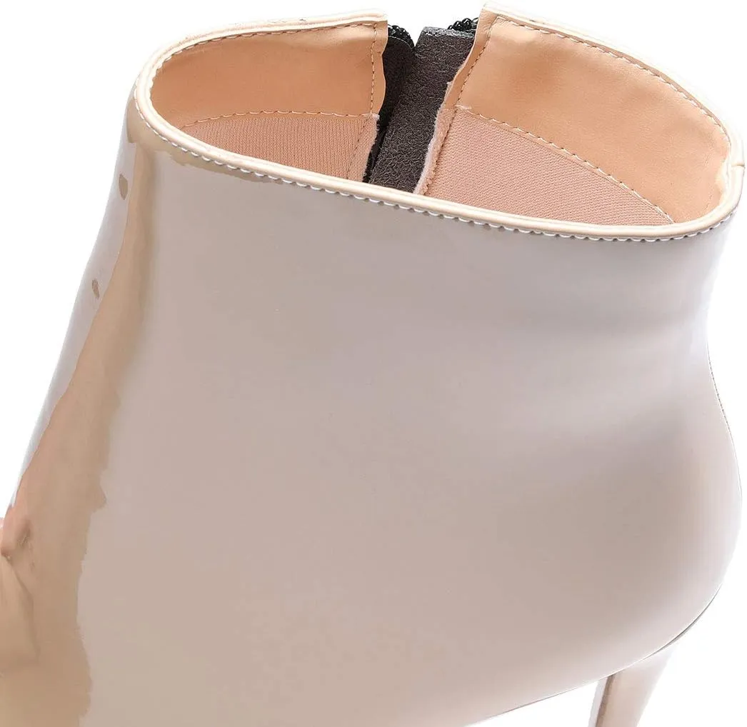 Castamere Womens High Heel Ankle Boots Pointed Toe Slip-on Stiletto Boot with Zipper 12CM Heels